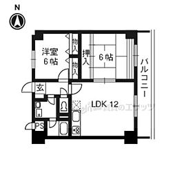 グランドール桂川畔 2LDKの間取図画像