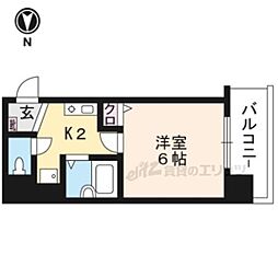 エステムコート京都烏丸 1Kの間取図画像