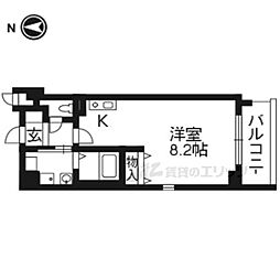 ランブラス衣笠 ワンルームの間取図画像