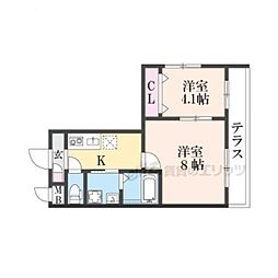 Vivace丹波橋 1LDKの間取図画像