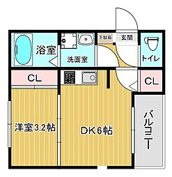 おおさか東線 城北公園通駅 徒歩10分の賃貸アパート 3階1DKの間取り