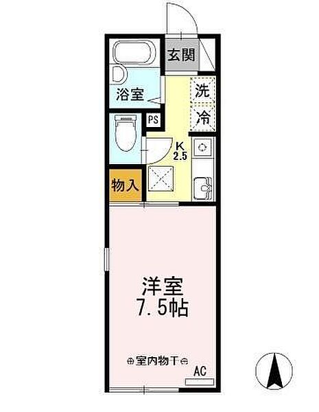 セジュールトロア ｜新潟県新潟市西区ときめき西2丁目(賃貸アパート1K・1階・22.77㎡)の写真 その2