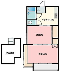 清水コーポ 2Kの間取図画像