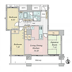 あべのグラントゥール 3LDKの間取図画像