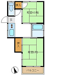 文元マンション 2DKの間取図画像