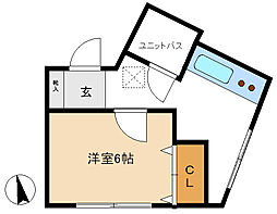 サニーハイツ 1Kの間取図画像
