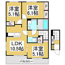 長野県北安曇郡松川村（賃貸アパート3LDK・2階・63.66㎡） その2