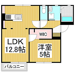 シャーメゾン大町Ｂ棟 2階1LDKの間取り