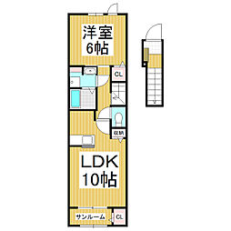 Chill　Clair 2階1LDKの間取り
