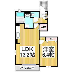 ラシーヌ花みずきB 1LDKの間取図画像