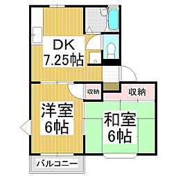 ハイム72A棟 2DKの間取図画像