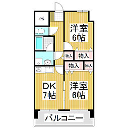 グランビュー東和・安曇野 2DKの間取図画像