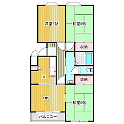 グリーンハイツアオシマ 3DKの間取図画像