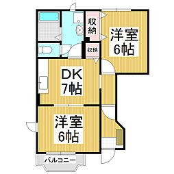シェーンベルク 2DKの間取図画像