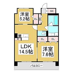 (仮)コンフォーティア広丘吉田III 2LDKの間取図画像