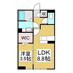 GRAND D-ROOM笹賀 1LDKの間取図画像