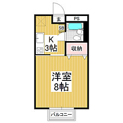 レジデンス弥満一 1Kの間取図画像