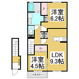 JJハイム北大町 2LDKの間取図画像
