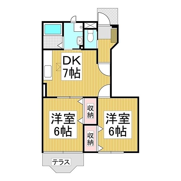 長野県長野市大字三才(賃貸アパート2DK・1階・44.34㎡)の写真 その2