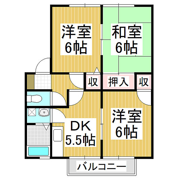 サンビレッジ大豆島　A棟 ｜長野県長野市大字大豆島(賃貸アパート3DK・1階・52.00㎡)の写真 その2