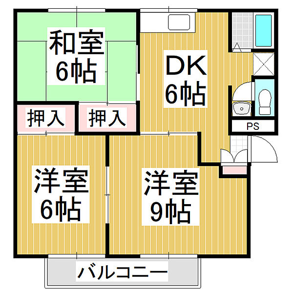 ホワイトベルローズ　Ｂ棟 ｜長野県長野市大字稲葉(賃貸アパート3DK・2階・56.00㎡)の写真 その2