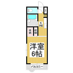 ドムスミワ　東館 3階1Kの間取り