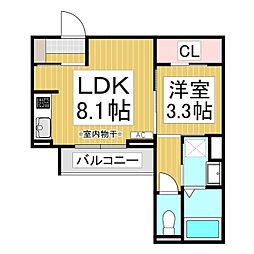 コラージュくりた 1LDKの間取図画像
