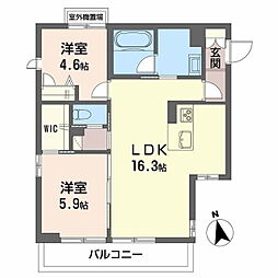 カルム ガーデン 2LDKの間取図画像