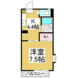 レーベン吉田 1Kの間取図画像