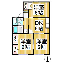 グリーンパーク稲田 3DKの間取図画像