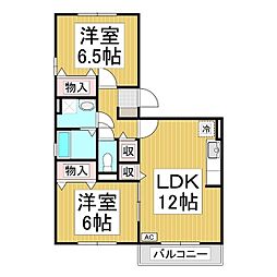 グランコスモ竹内 2LDKの間取図画像