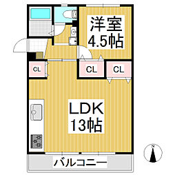 プランドール丸総 1LDKの間取図画像