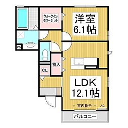 オーチャード 1LDKの間取図画像