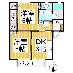 ラフィネM 2DKの間取図画像