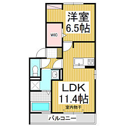 ラシュレ 1LDKの間取図画像