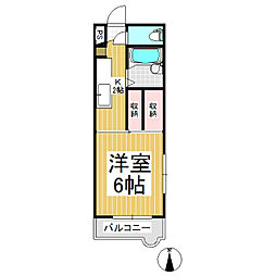 ドムスミワ東館 1Kの間取図画像