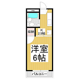 アイリス若里 1Kの間取図画像
