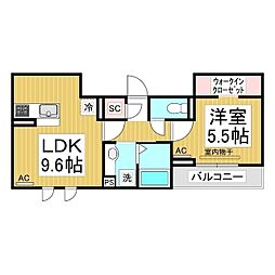 トリシア三輪 1LDKの間取図画像