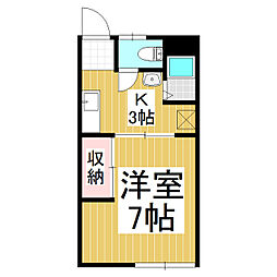 旭ハイツ 1Kの間取図画像