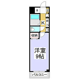 サンケープ吉田 1Kの間取図画像