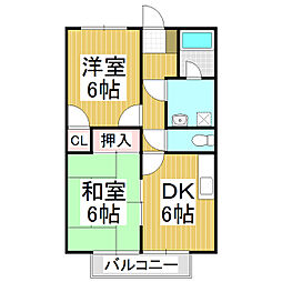 サープラススリーMB 2DKの間取図画像