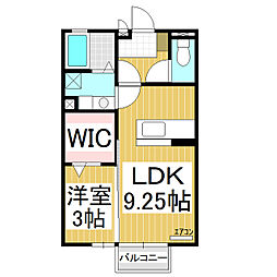ベル・クレール吉田 1LDKの間取図画像
