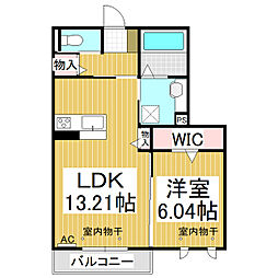 レジンエベール 1LDKの間取図画像