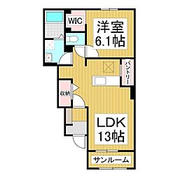 プリムローズB 1LDKの間取図画像