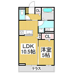 長野市大字鶴賀アパート 1LDKの間取図画像
