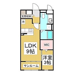 フィオーレ本郷 1LDKの間取図画像