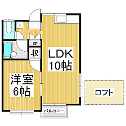 シャンテ風間C 1LDKの間取図画像