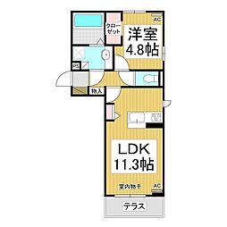 トリシア中御所 1LDKの間取図画像