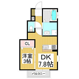 プランドール南長野 1DKの間取図画像