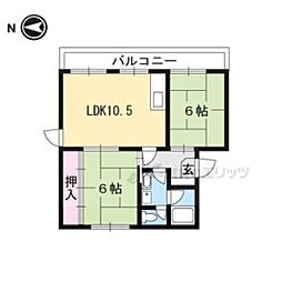 メゾンヤマギワ 2階2LDKの間取り